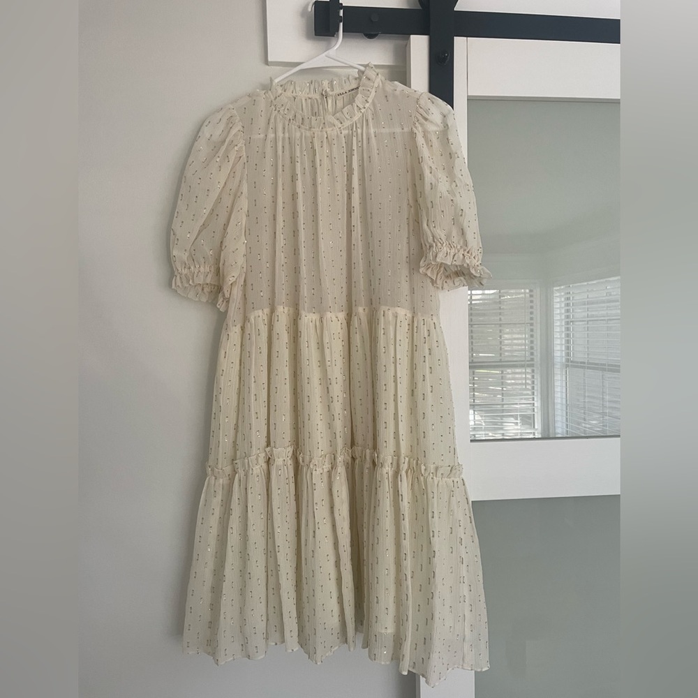 Ulla Johnson babydoll dress white and gold